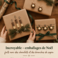 Un joli emballage de Noël fait de chocolat et de branches de pin