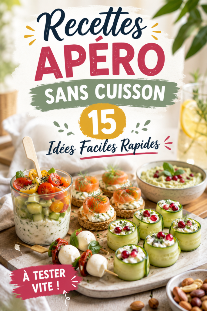 Recettes apéro sans cuisson pour soirées conviviales