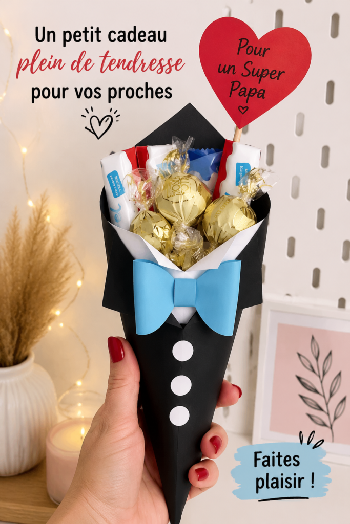 Un cadeau délicatement emballé avec une touche personnelle, représentant la chaleur des relations humaines.
