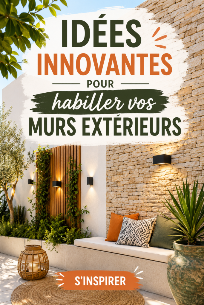 Un mur extérieur joliment décoré avec des éléments végétaux et artistiques