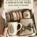 Un beau panier cadeau de Noël décoré avec des éléments festifs et chaleureux.