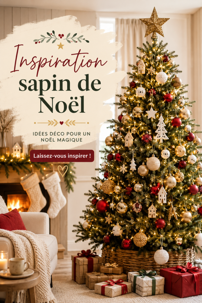 Un sapin de Noël décoré de manière originale avec des éléments naturels.