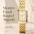 Montre Fossil Raquel argentée sur un fond élégant, reflet de sa sophistication.
