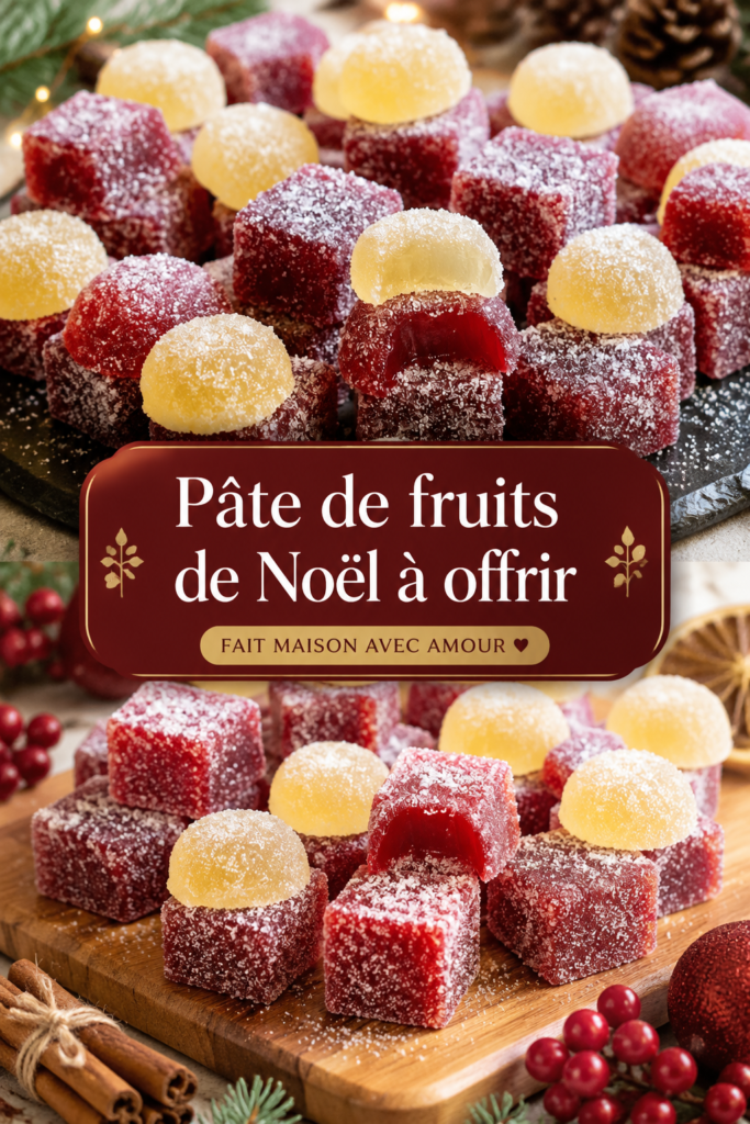Pâtes de fruits maison présentées dans un joli emballage pour Noël