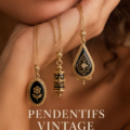 Pendentif vintage en noir carat sur un fond élégant