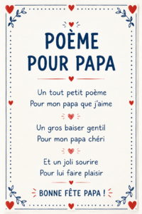 Un poème écrit à la main sur une belle feuille se rapportant à un père aimant