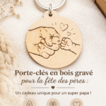 Un porte-clés en bois gravé personnalisé pour la fête des pères