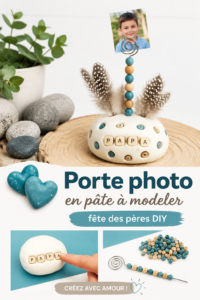 Porte-photo en pâte à modeler coloré, fait main pour la fête des pères.