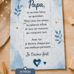Puzzle personnalisé 'papa' dans un pochon, prêt à offrir en cadeau.