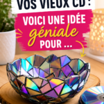 Idée de déco récup avec des vieux CD colorés sur un mur moderne