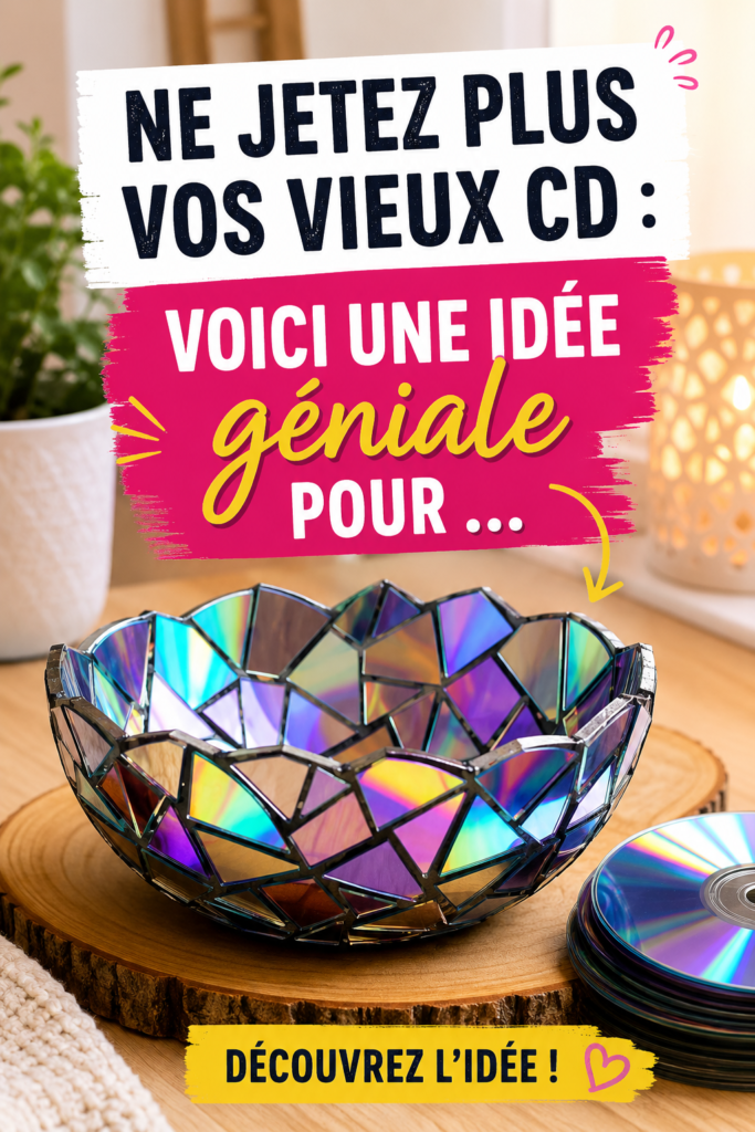 Idée de déco récup avec des vieux CD colorés sur un mur moderne