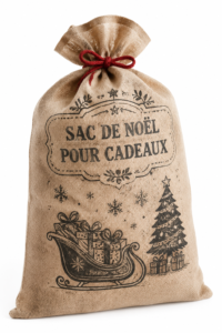 Un ensemble de sacs cadeaux de Noël colorés et festifs, prêts à être offerts.