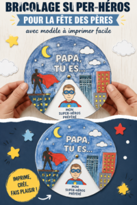 Un super-héros en papier fabriqué à la main par des enfants pour la fête des pères