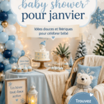 Thème de baby shower en janvier avec décoration hivernale