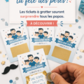 Tickets à gratter colorés sur un fond de fête des pères