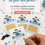 Tickets à gratter colorés sur un fond de fête des pères