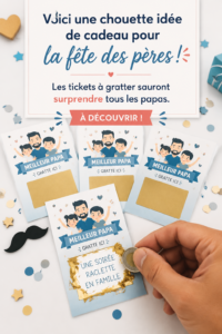 Tickets à gratter colorés sur un fond de fête des pères