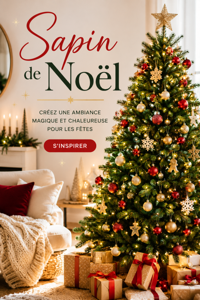 Un sapin de Noël décoré avec des lumières et des ornements