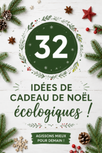 Idées cadeaux de Noël écologiques sur une table avec des éléments naturels