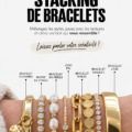 Une main portant plusieurs bracelets empilés de différentes couleurs et textures, illustrant le concept de stacking de bijoux.