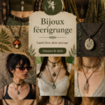 Collection de bijoux fairygrunge, mélange de nature et de tendance, présentée sur un fond esthétique.