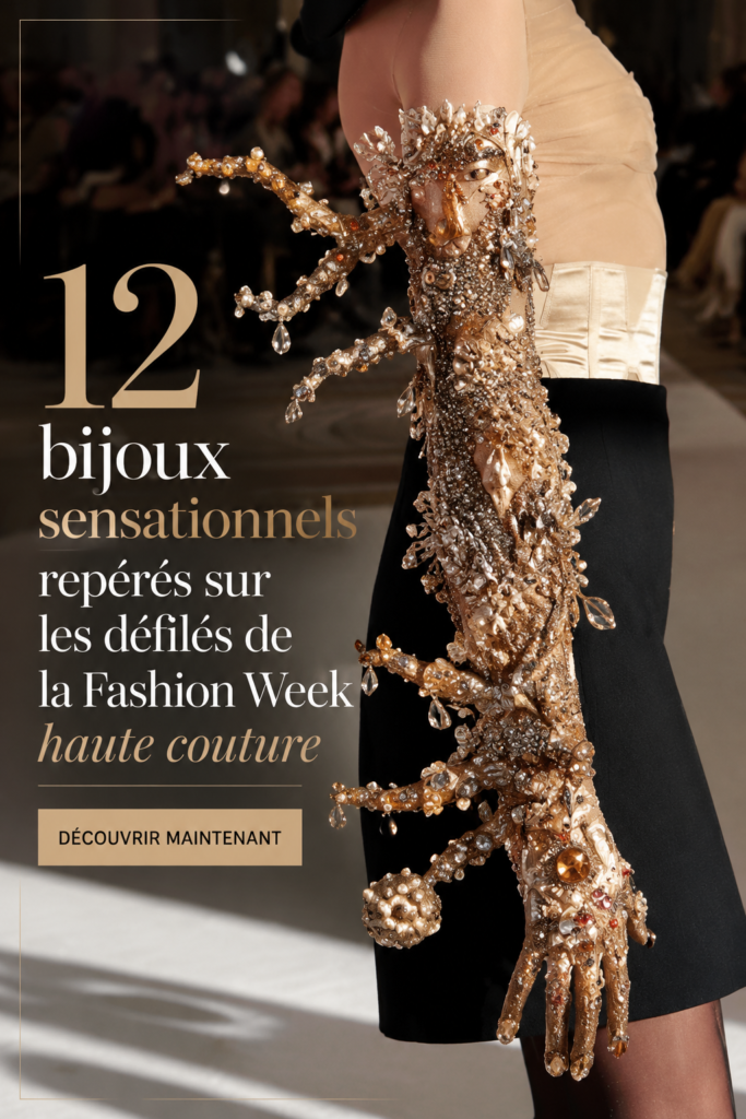 Une sélection de bijoux vibrants inspirés de la Fashion Week, mettant en avant des designs contemporains et élégants.