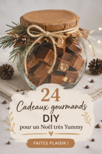Assortiment de cadeaux gourmands faits maison pour Noël.