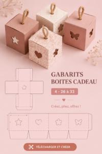 Un assortiment de boîtes cadeau personnalisées en différentes tailles et designs.