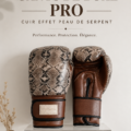 Gants de boxe en cuir serpent, élégants et performants, présentés sur un fond neutre