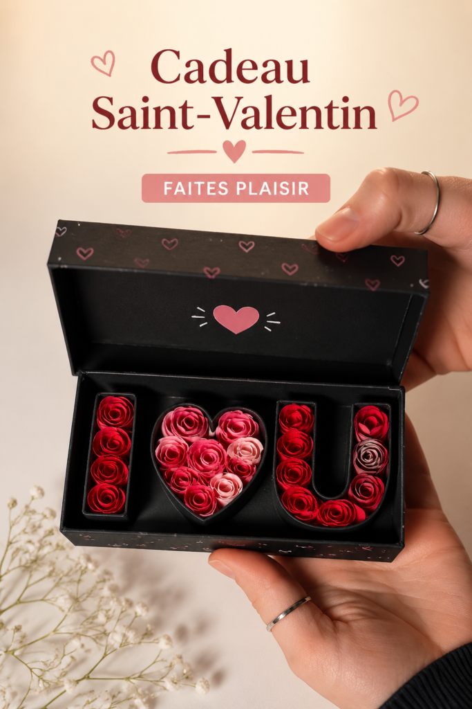 Un assortiment d'idées de cadeaux doux pour la Saint-Valentin sur une table élégante