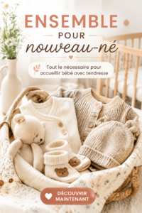 Ensemble mignon pour nouveau-né, incluant un pyjama et un bonnet doux.
