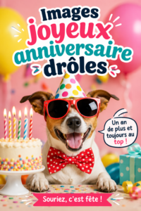 Une carte d'anniversaire humoristique avec des images amusantes