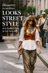 Une collection de looks de street style à la Fashion Week de New York, avec des tenues variées et inspirantes.