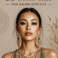 Look de maquillage boho chic avec des couleurs naturelles et des accents floraux.