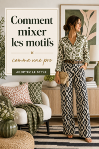 Femme stylée avec des vêtements à motifs colorés