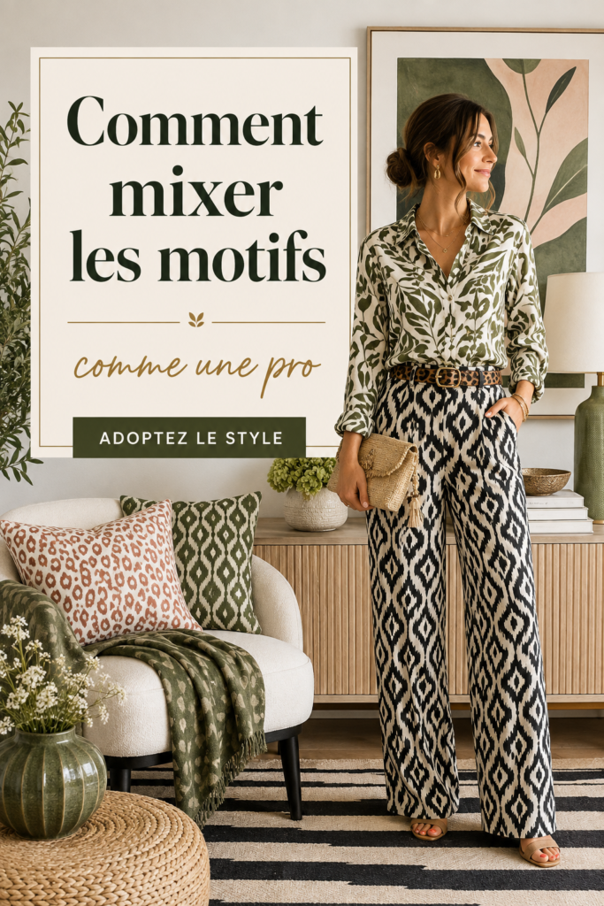 Femme stylée avec des vêtements à motifs colorés