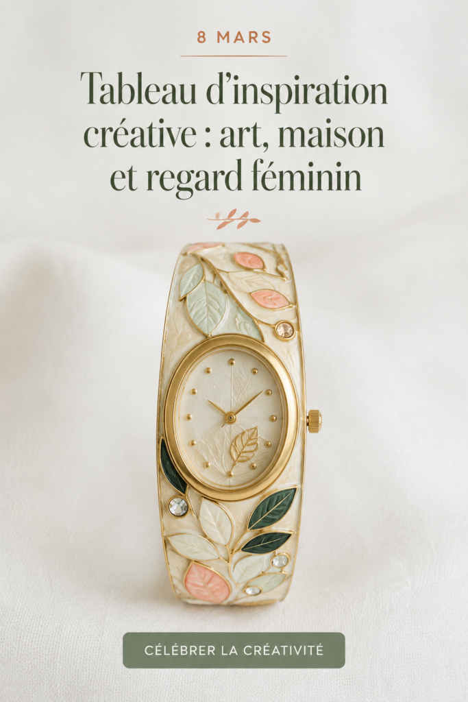 Moodboard créatif évoquant des idées déco célébrant la femme en mars.