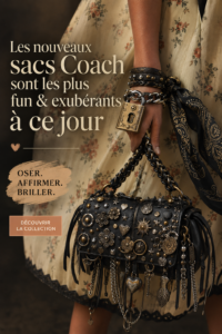 Sac Coach au design audacieux et coloré, parfait pour une tenue moderne.
