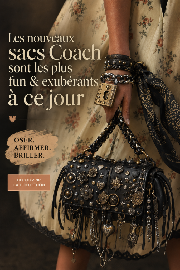 Sac Coach au design audacieux et coloré, parfait pour une tenue moderne.