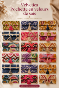 Pochette en velours chic, parfaite pour un look élégant et éthique