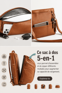 Sac à dos modulable en extérieur avec des modules de rangement