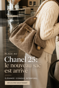 Sac Chanel 25 sur un fond élégant, illustrant son design moderne.