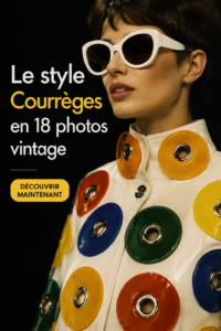 Style vintage Courrèges illustré par une collection d'images emblématiques.