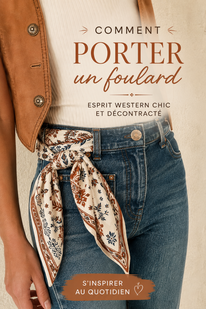 Femme portant une écharpe stylée avec une tenue élégante, montrant des astuces de mode.