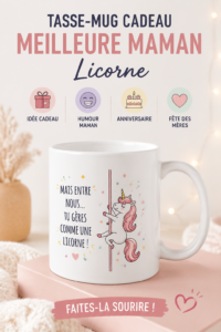 Tasse originale et colorée pour maman, cadeau humoristique idéal.