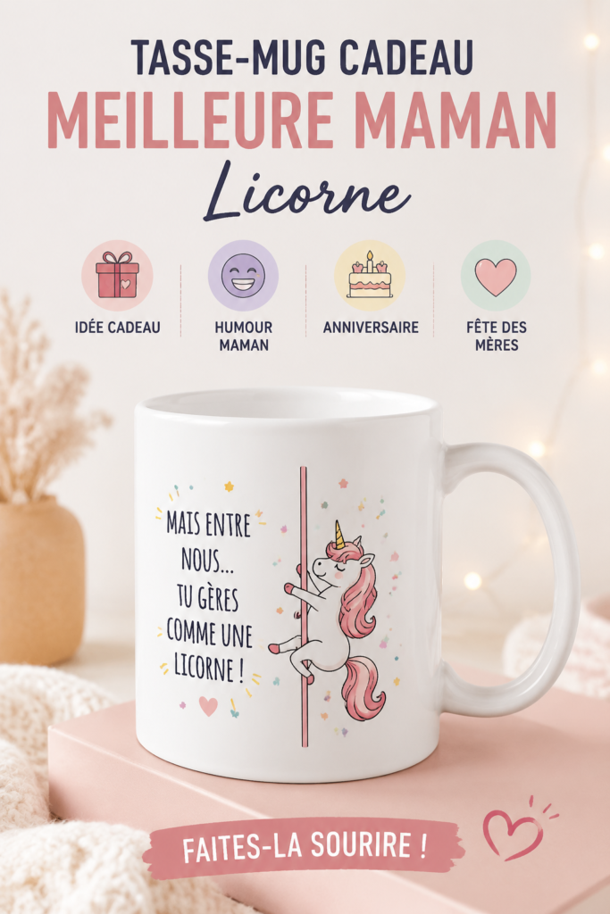 Tasse originale et colorée pour maman, cadeau humoristique idéal.