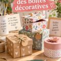 Boîte décorative colorée faite maison avec dessins et embellissements.