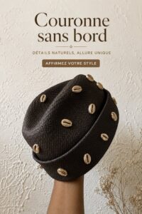 Couronne sans bord en coquillage sur fond naturel.