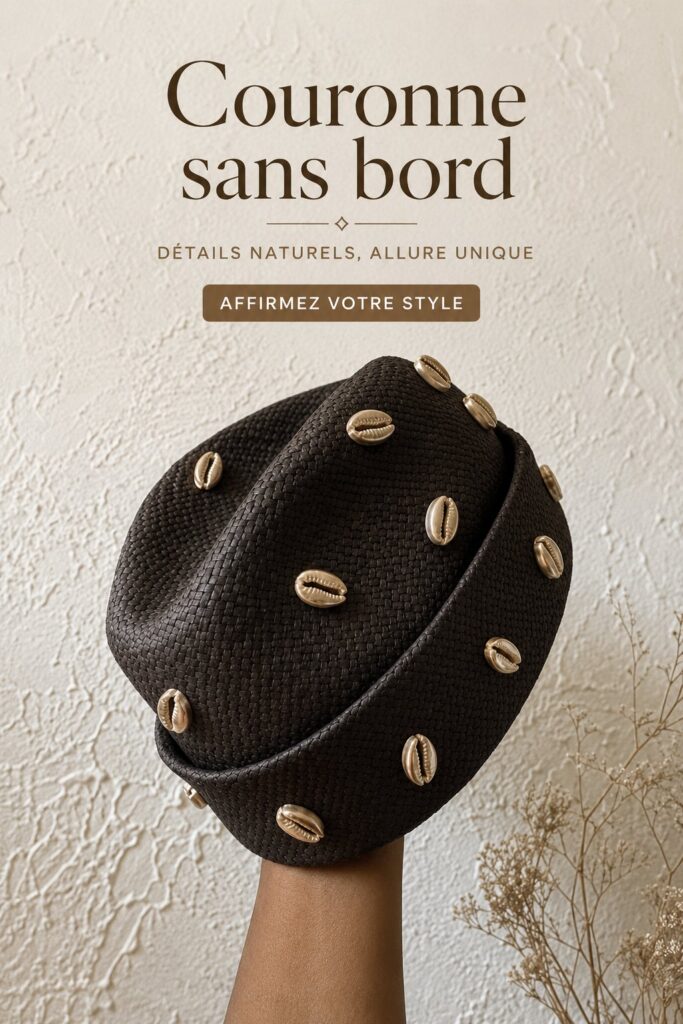 Couronne sans bord en coquillage sur fond naturel.