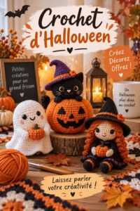 Crochets d'Halloween colorés suspendus dans un décor festif